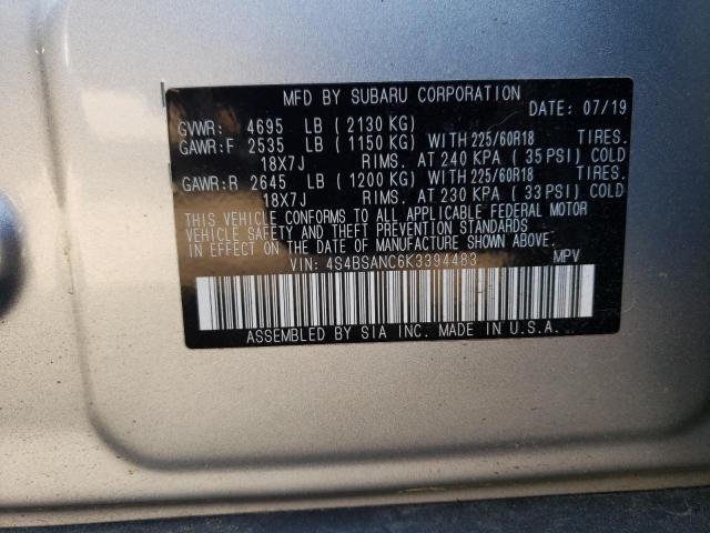 VIN 4S4BSANC6K3394483 2019 Subaru Outback, 2.5I Lim... no.13