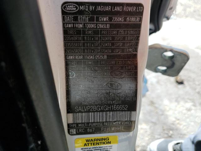2016 LAND ROVER RANGE ROVE - SALVP2BGXGH166652