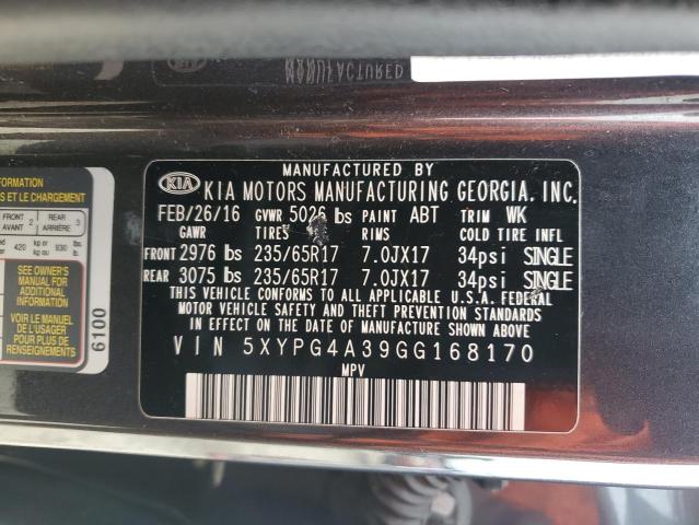 2016 KIA SORENTO 5XYPG4A39GG168170