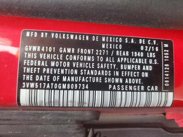 2016 VOLKSWAGEN BEETLE S/S - 3VW517AT0GM809734