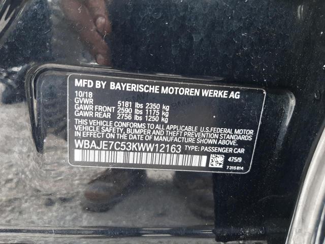 2019 BMW 540 XI WBAJE7C53KWW12163