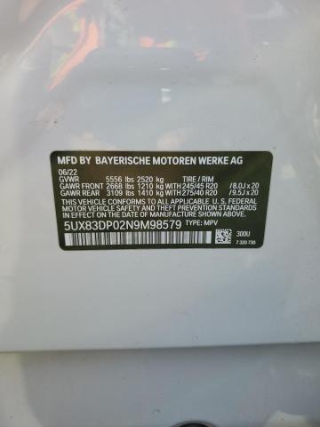 2022 BMW X3 M40I 5UX83DP02N9M98579