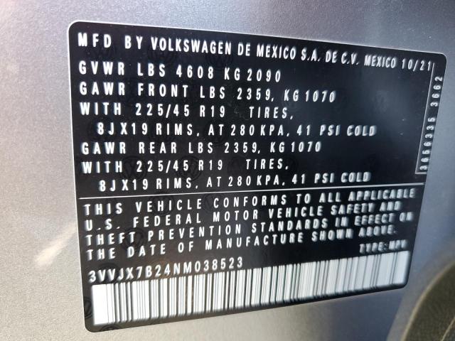 2022 VOLKSWAGEN TAOS SEL - 3VVJX7B24NM038523