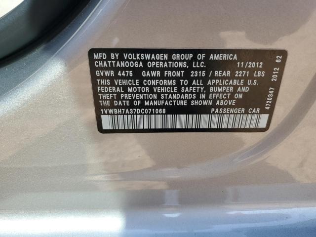 VIN 1VWBH7A37DC071068 2013 Volkswagen Passat, SE no.12