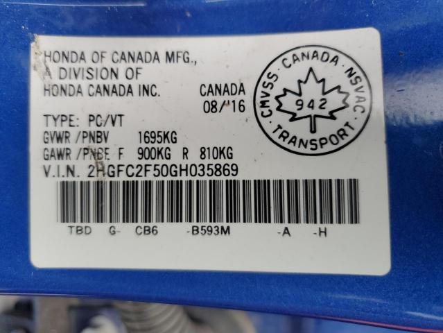 2016 HONDA CIVIC LX - 2HGFC2F50GH035869