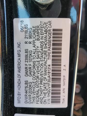 VIN 1HGCV1F30JA181314 2018 Honda Accord, Sport no.12