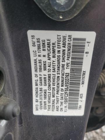 VIN 19XFC2F55JE033763 2018 Honda Civic, LX no.12