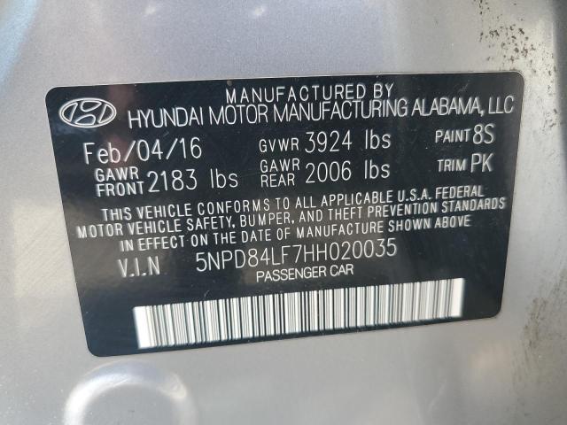 VIN 5NPD84LF7HH020035 2017 Hyundai Elantra, SE no.12