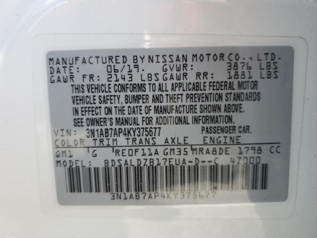 VIN 3N1AB7AP4KY375677 2019 Nissan Sentra, S no.13