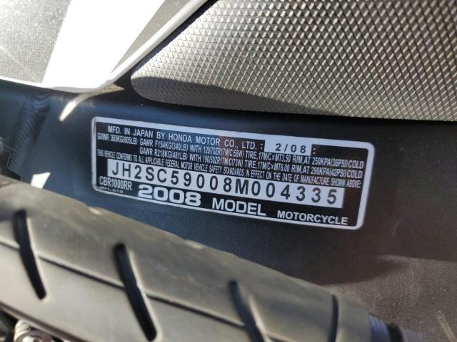 2008 HONDA CBR1000 RR JH2SC59008M004335
