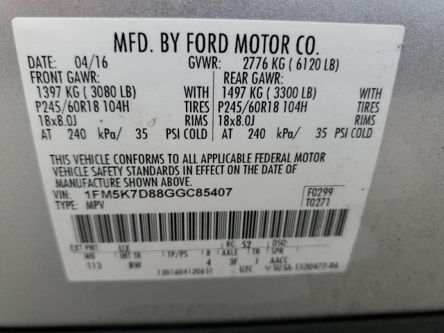 VIN 1FM5K7D88GGC85407 2016 Ford Explorer, Xlt no.13