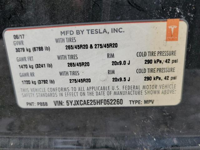 2017 TESLA MODEL X - 5YJXCAE25HF052260