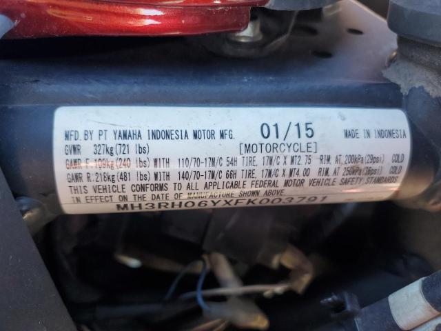 2015 YAMAHA YZFR3 MH3RH06YXFK003791