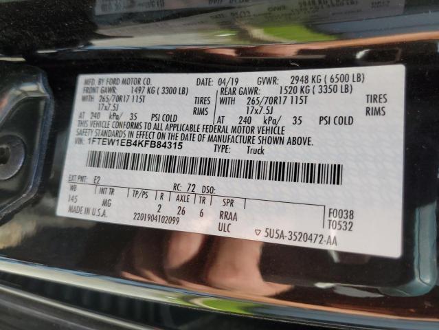 2019 FORD F150 SUPER - 1FTEW1EB4KFB84315
