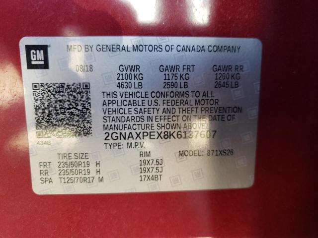 2019 CHEVROLET EQUINOX PR - 2GNAXPEX8K6137607