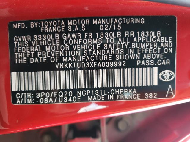 2015 TOYOTA YARIS - VNKKTUD3XFA039992