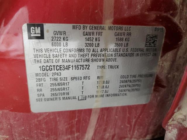 VIN 1GCGTCE34F1167572 2015 Chevrolet Colorado, Z71 no.12