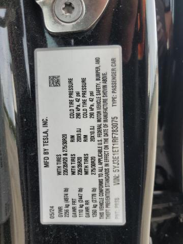 VIN 5YJ3E1ET1RF783075 2024 Tesla MODEL 3 no.12