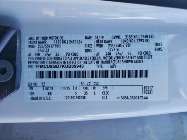 VIN 1FMCU9GD7KUB09948 2019 FORD ESCAPE no.13