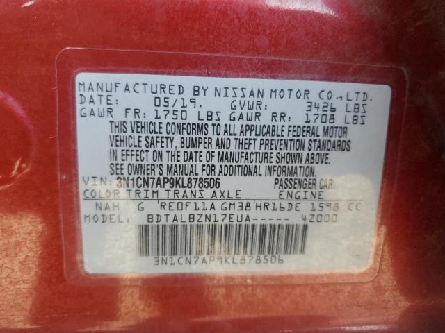 2019 NISSAN VERSA S - 3N1CN7AP9KL878506