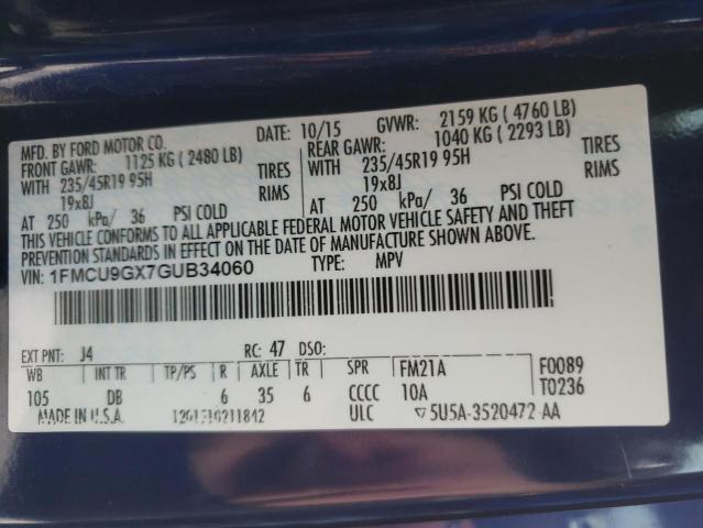 2016 FORD ESCAPE SE - 1FMCU9GX7GUB34060