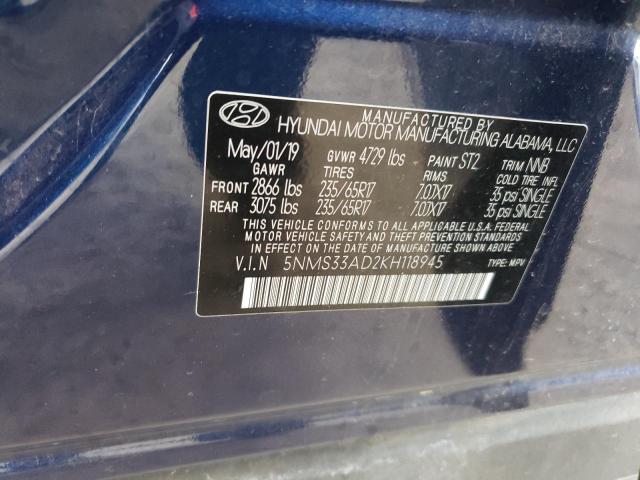 2019 HYUNDAI SANTA FE S - 5NMS33AD2KH118945