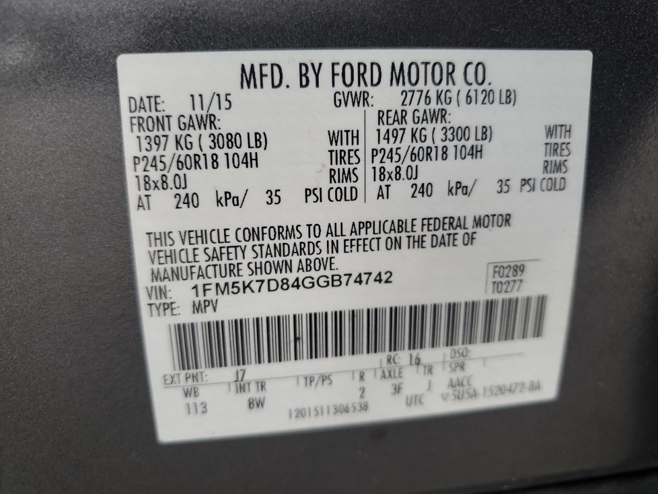 Lot #3028391800 2016 FORD EXPLORER X