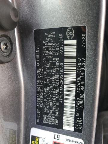 2021 TOYOTA CAMRY LE - 4T1C11AKXMU519759