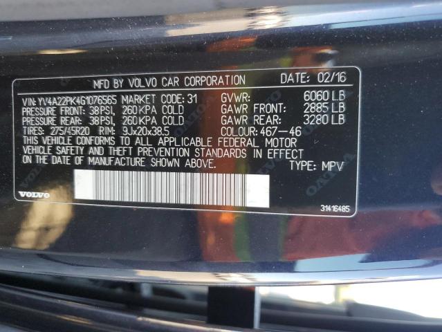 VIN YV4A22PK4G1076565 2016 Volvo XC90, T6 no.12