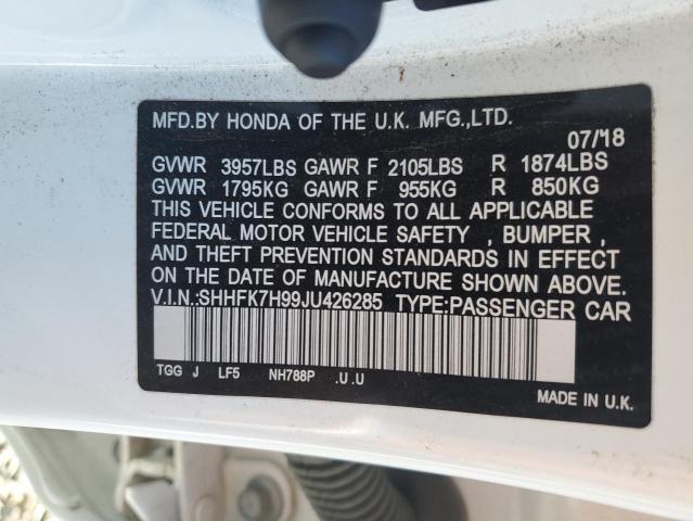 2018 HONDA CIVIC SPOR - SHHFK7H99JU426285