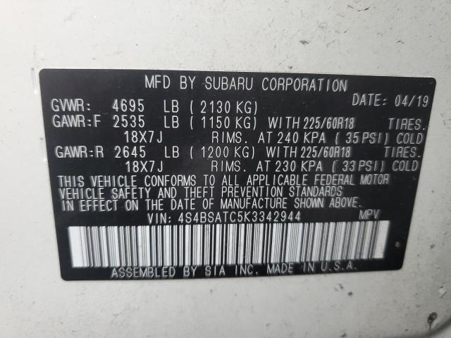 VIN 4S4BSATC5K3342944 2019 Subaru Outback, Touring no.13