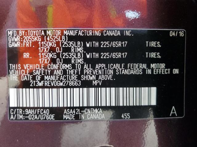 2016 TOYOTA RAV4 XLE - 2T3WFREV0GW278663