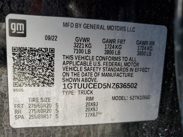 2022 GMC SIERRA K15 - 1GTUUCED5NZ636502