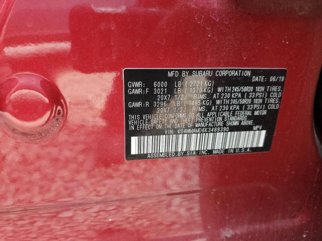 VIN 4S4WMAMD6K3489390 2019 Subaru Ascent, Limited no.12