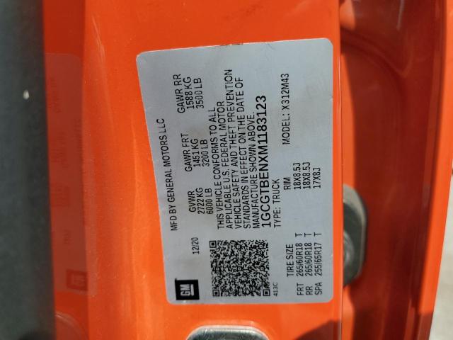 2021 CHEVROLET COLORADO - 1GCGTBENXM1183123