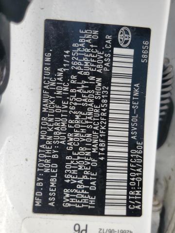 VIN 4T4BF1FK2FR458132 2015 Toyota Camry, LE no.12