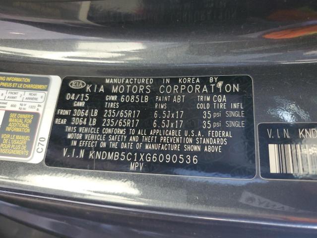 VIN KNDMB5C1XG6090536 2016 KIA ALL MODELS no.12