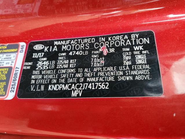 VIN KNDPMCAC2J7417562 2018 KIA Sportage, LX no.13