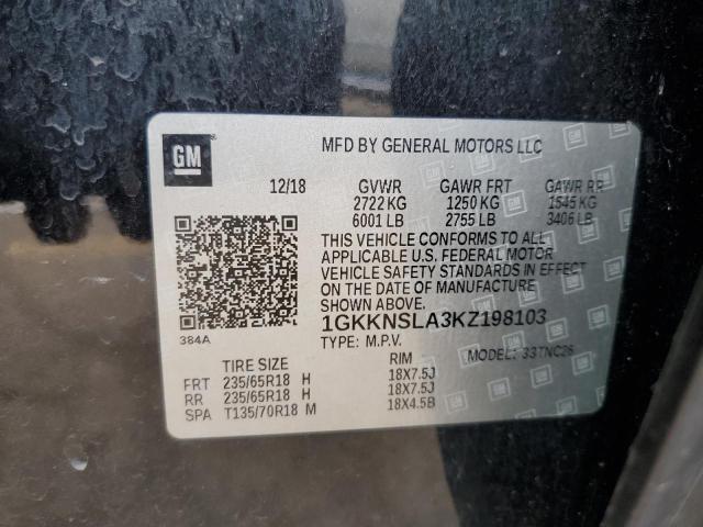 VIN 1GKKNSLA3KZ198103 2019 GMC Acadia, Sle no.13