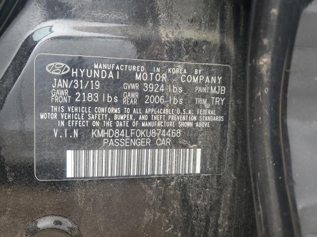 2019 HYUNDAI ELANTRA SE - KMHD84LF0KU874468