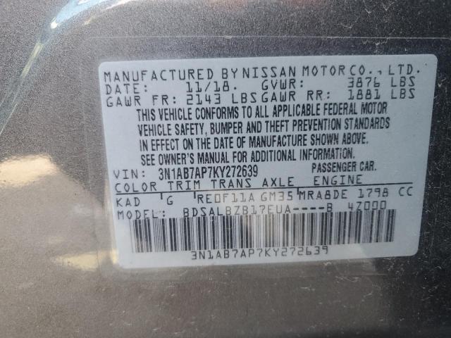 2019 NISSAN SENTRA S - 3N1AB7AP7KY272639