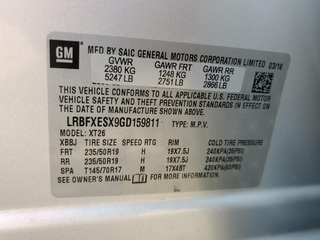 Lot #3023380250 2016 BUICK ENVISION P