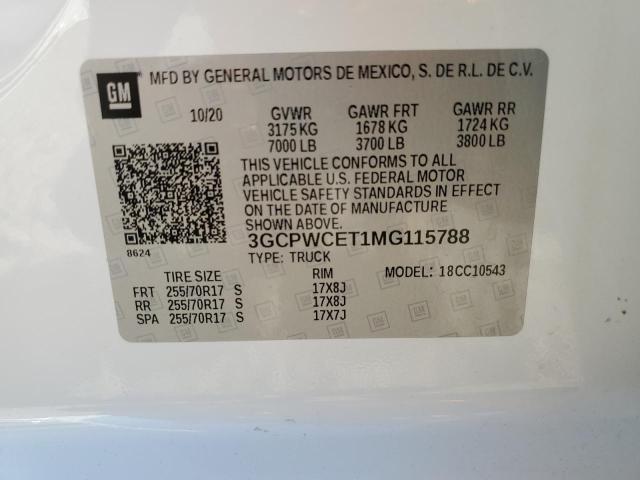 VIN 3GCPWCET1MG115788 2021 Chevrolet Silverado, C15... no.12