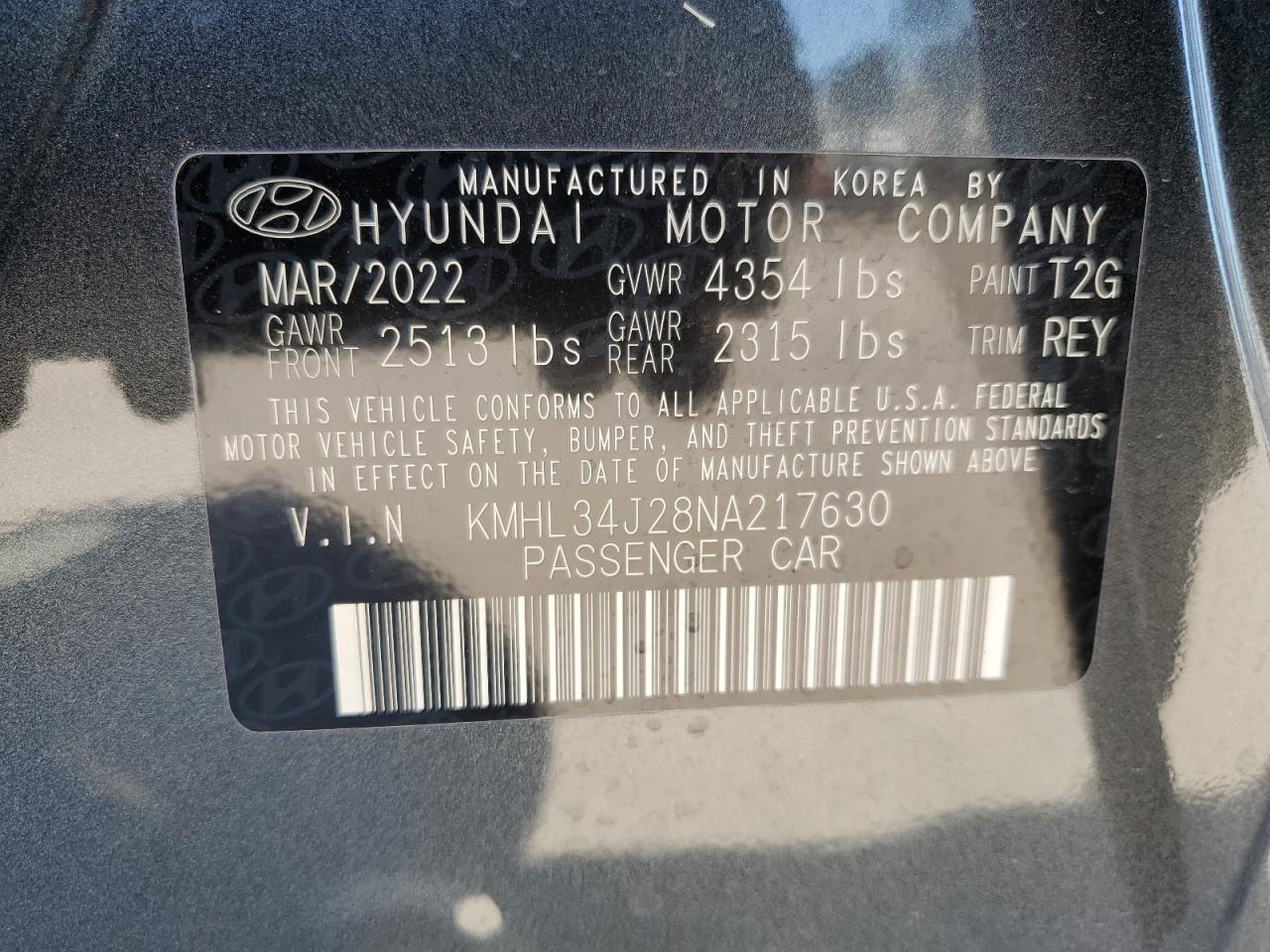 Lot #3034618736 2022 HYUNDAI SONATA LIM