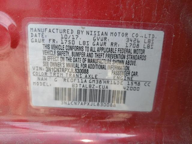 2018 NISSAN VERSA S - 3N1CN7APXJL830088