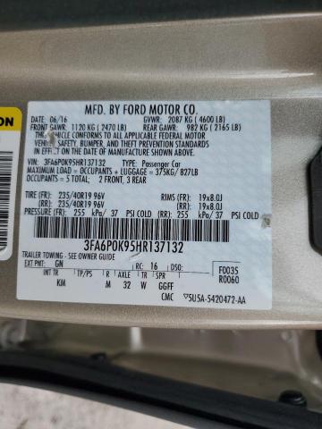 VIN 3FA6P0K95HR137132 2017 Ford Fusion, Titanium no.13