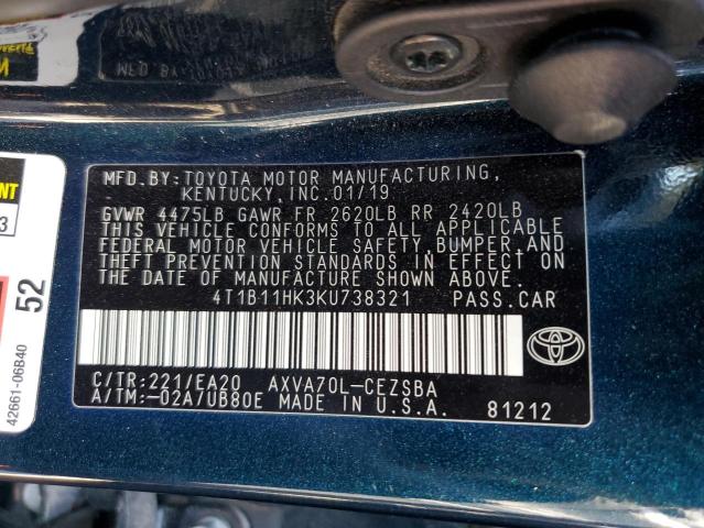 2019 TOYOTA CAMRY L - 4T1B11HK3KU738321