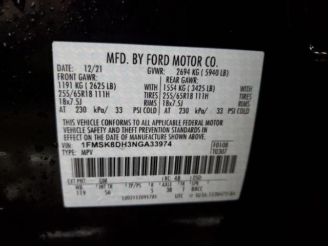 VIN 1FMSK8DH3NGA33974 2022 FORD EXPLORER no.13