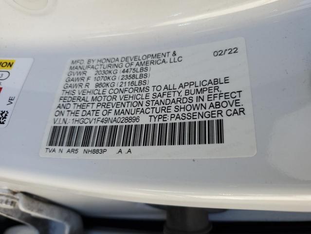 2022 HONDA ACCORD SPO - 1HGCV1F49NA028896