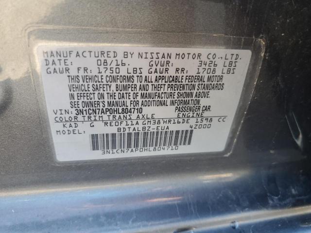 2017 NISSAN VERSA S - 3N1CN7AP0HL804710